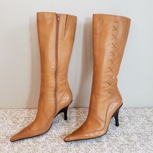Bronx Camel Tan Leather Heeled Boots 9M